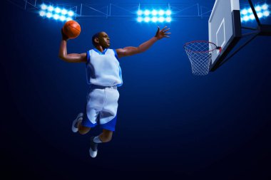 3D illüstrasyon profesyonel basketbolcu smaç