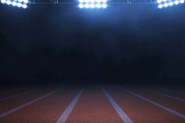 Boş hiç kimse geceleri duman ve spor arka planıyla koşamaz.