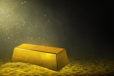 Koyu arkaplanda parlak altın çubuk