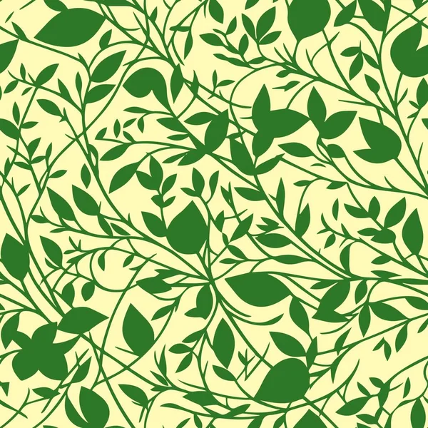 緑の枝や葉でシームレスなパターン ベクターイラスト — ストックベクタ
