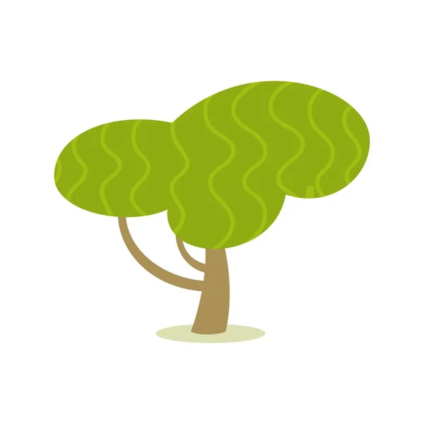 Subtropikalne Drzewo Chmurną Koroną Liściastą Ilustracja Wektora — Wektor stockowy