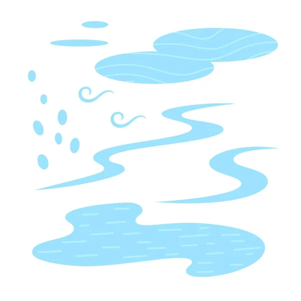 Набор Водных Источников Ручей Озеро Пруд Лужа Векторная Иллюстрация — стоковый вектор