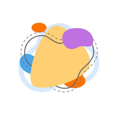 Soyut organik sıvı damlaları, sıvı şekilleri ve dinamik elementler ayarlandı. Vektör illüstrasyonu