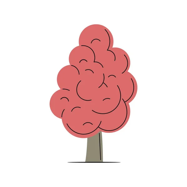 Subtropischer Baum Mit Rotem Laub Vektorillustration — Stockvektor