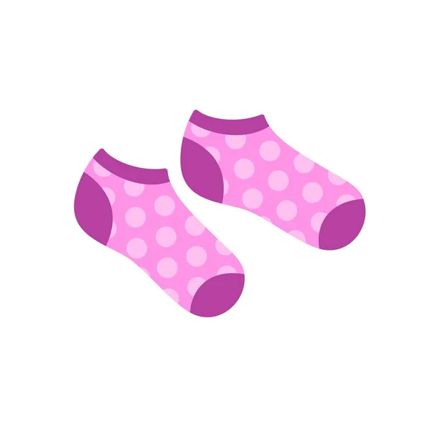 Pair Pink Knitted Warm Dotted Socks Woolen Item Vector Illustration — Stock Vector