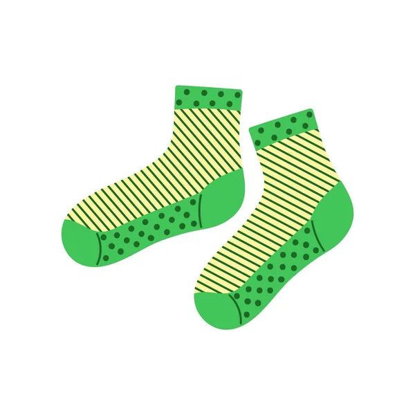 Bir Çift Yeşil Yün Çorap Vektör Illüstrasyonu — Stok Vektör