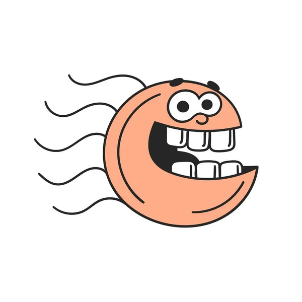 Okrągły Kreskówka Śmieszne Toothy Śmiech Potwór Ilustracja Wektora — Wektor stockowy
