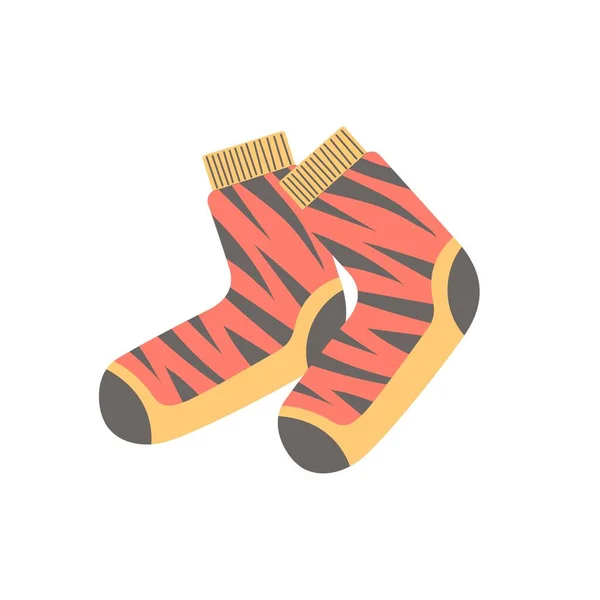 Pair Red Woolen Socks Vector Illustration — Stock Vector