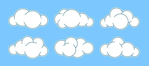 Conjunto Diferentes Nuvens Cúmulos Fofos Ilustração Vetorial — Vetor de Stock