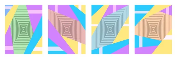 抽象的な幾何学的垂直ポスターのセット ベクターイラスト — ストックベクタ