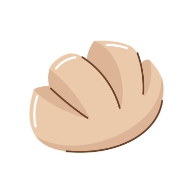 Lezzetli bir somun taze pişmiş buğday ekmeği ve altın kabuklu. Vektör illüstrasyonu