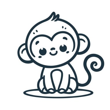 Neşeli bir ifadesi ve kıvrık kuyruğu olan sevimli çizgi film maymunu..