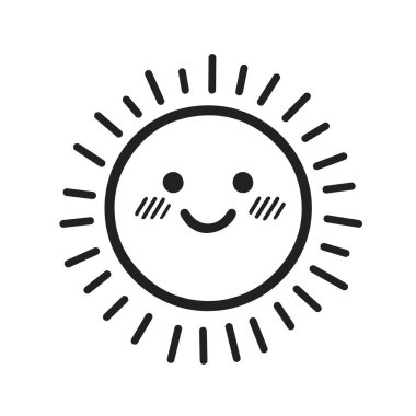 Pembe burunlu gülümseyen bir güneş. Mutlu ve neşeli bir görüntü.