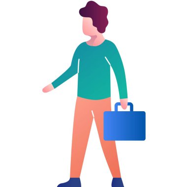 İkonun çalışma zamanı. Davası beyaz arka planda izole edilmiş düz vektör işadamı