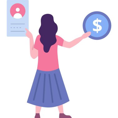 Kadın pazarlama analizi vektör simgesi yapıyor. Veri araştırması, ekonomi tavsiyesi ve iş planlaması