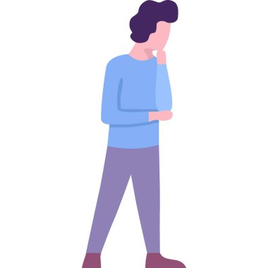 İnsan düşünürü vektör ikonu. Beyaz arka planda izole edilmiş gelecek fırsatları düşünmekle kafası karışmış bir iş adamı.