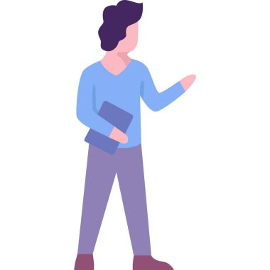 Ofis çalışanı portre ikonu. Beyaz arka planda izole edilmiş bir iş adamı karakteri. Güvenilir yönetici ya da girişimci