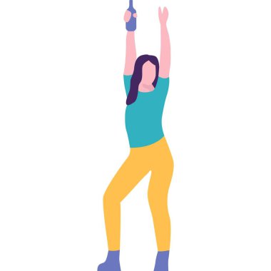 Dans eden kadın vektör ikonu. Kadın karakter, heyecanlı genç kız dansçı beyaz arka planda soyutlanmış.