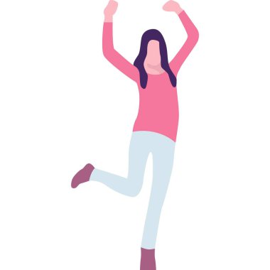 Kadın dansçı vektör ikonu. Heyecanlı genç dansçı kız beyaz arka planda izole edilmiş eğleniyor.