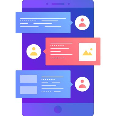 Mobil sohbet simgesi. Beyaz arkaplanda izole edilmiş konuşma için mesaj konuşma baloncuğu olan vektör telefon uygulaması