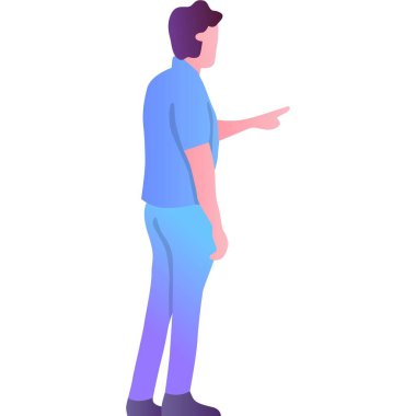 Adam parmak vektör simgesini işaret ediyor. Beyaz arka planda izole edilmiş bir şey gösteren bir iş adamı. Reklam kavramı