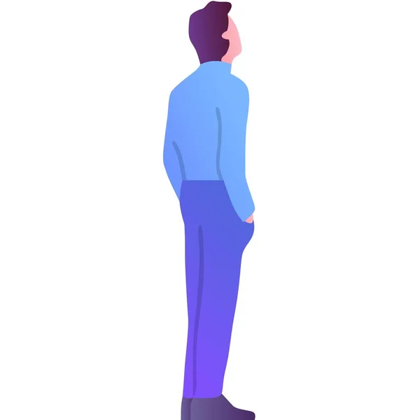 Man Thinking Looking Vector Pensive Person Icon Doubt Guy Standing — Vettoriale Stock