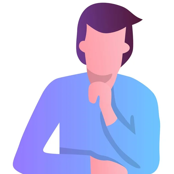 Man Thinking Vector Pensive Person Icon Doubt Guy Sitting Searching — Stockvektor