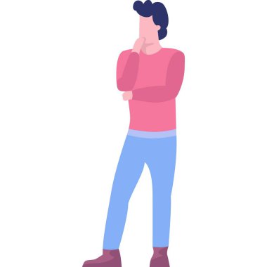 Adam vektör ikonunu düşünüyor. İş adamı erkek karakter sorunları var. Beyaz arka planda izole edilmiş düşünceli insanlar portresi