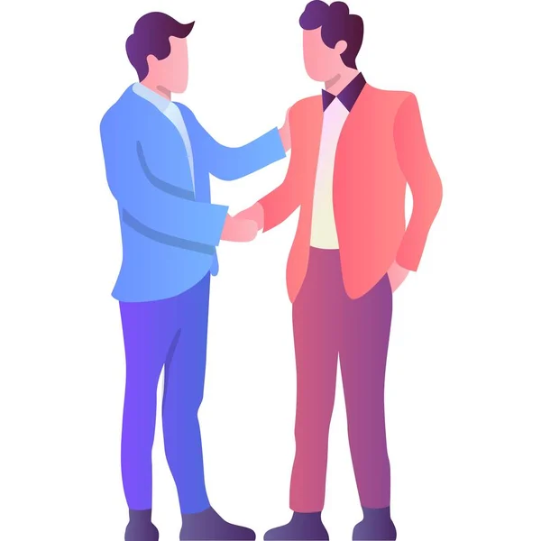 Business man handshake vector. Welcome, job hiring and agreement icon. Office employee and boss shaking hand isolated on white background