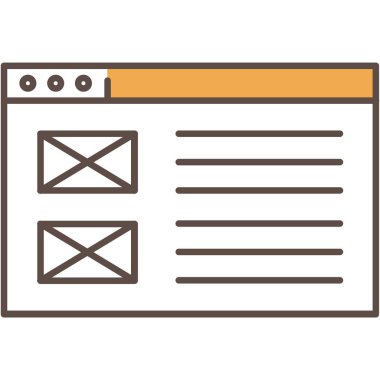 Web sayfası simgesi. İş sayfası düz vektör çizimi. İnternet şablonu, ux bilgisayar yazılım şablonu tasarımı. Bilgisayar arayüzü optimizasyon teknolojisi