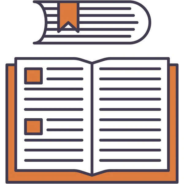 Książka Ikonami Wektor Otwarty Słownik Odizolowany Podręcznikowy Symbol Edukacyjny Literatura — Wektor stockowy