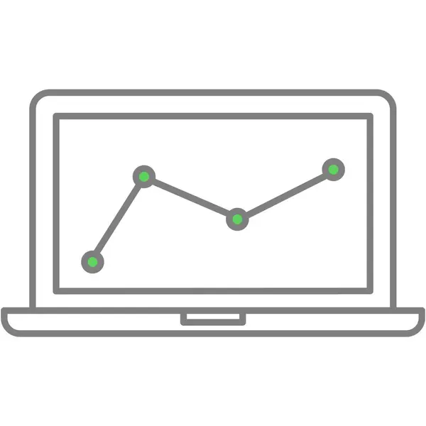 Ноутбук Значком Графика Векторная Диаграмма Экране Компьютера Отчет Цифровому Анализу — стоковый вектор