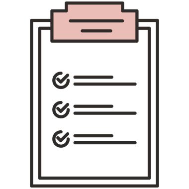 Checklist clipboard with checkmark flat vector icon. Successful exam completed, task priority select. Questionnaire document form, online survey with checkbox design. Business feedback