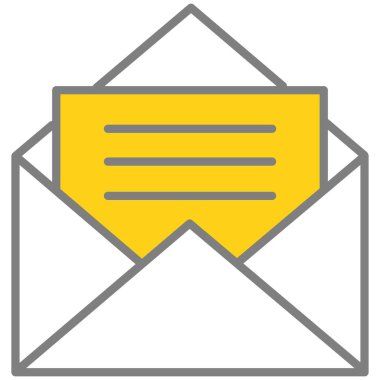 Open message icon. Text letter in envelop vector design. Mailing service application logo. Newsletter, mailbox correspondence or spam