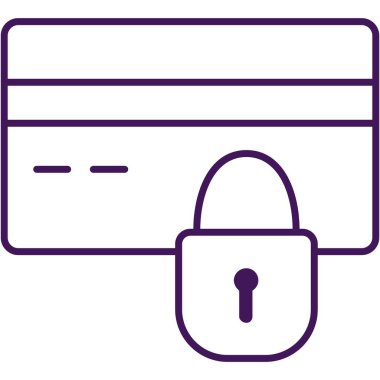 Kilit vektör simgesi altında plastik kredi kartı. Güvenli bir bankamatik ödemesi. Bankadaki para asma kilit altında. Çevrimiçi, sabit hesap mahremiyeti. Güvenli satın alma ve nakit transfer sembolü