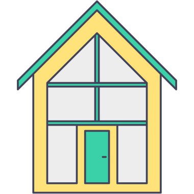 Akıllı ev ikonu. Teknoloji ve vektörlerin interneti. Uzaktan kumandalı ev enerjisi ve güvenlik kontrol piktogramı. Hat apartman tasarımı