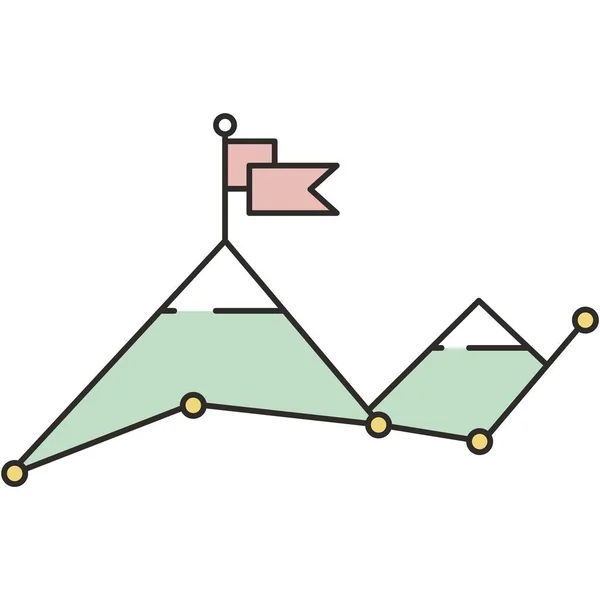 Strategy Goal Icon Mountain Flag Peak Vector Challenge Career Growth — Stock Vector