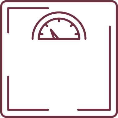 Ağırlık ölçeği simgesi. Vektör kaybı tartılma ve denge kontrolü. Sağlıklı beslenme ve spor sembolü. Aygıtın düz hatlı çizimini ölç