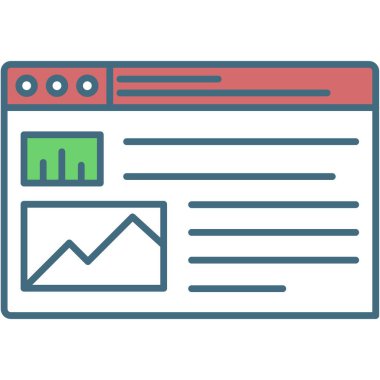 Web sayfası simgesi. Vektör web sitesi. Web sitesi düz tasarım. Kablo çerçeve düzeni, internet portalı, çoklu iniş sayfası prototipi, tarayıcı görüntüleme beyaz arkaplanda izole edildi