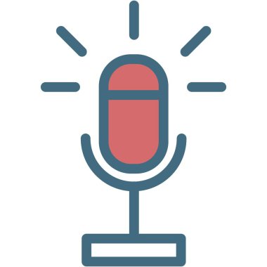 Radyo mikrofon ikonu. Vektör ses kayıt düğmesi. Ses mikrofonu podcast işareti. Canlı yayın için ses stüdyosu