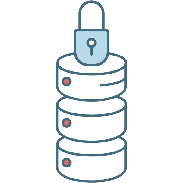 Хранение Данных Значком Блокировки Безопасный Доступ Базе Данных Векторного Сервера — стоковый вектор