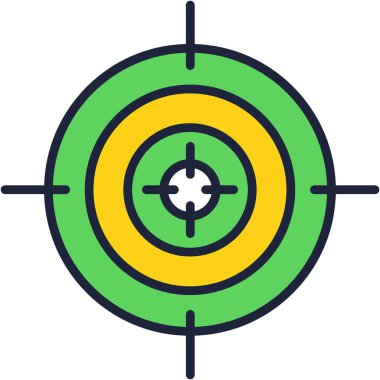 Hedef, hedef vektör ikonu. Keskin nişancı hedefi beyaz arka planda izole edildi. İş mücadelesi ve hedef, oyun ve rekabet konsepti