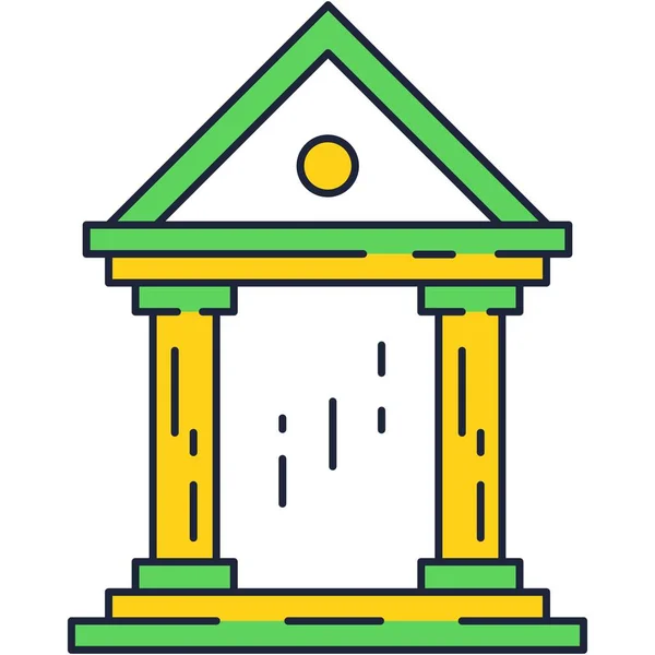 Icono Del Banco Edificio Del Tribunal Vectorial Gobierno Símbolo Del — Vector de stock