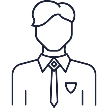 İnsan avatarı. Erkek vektör portresi. İş adamı, insan kullanıcısı, iş gezisi ikonu. İnsan dış hatları silueti