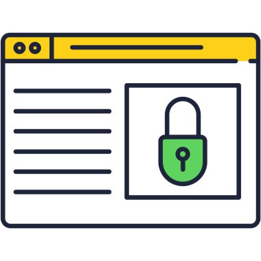 Güvenli kullanıcı arayüzü simge vektörü. Güvenlik hesabı, giriş ve şifre güvenli uygulama. Kalkan tasarımlı web sitesi veya uygulama penceresi