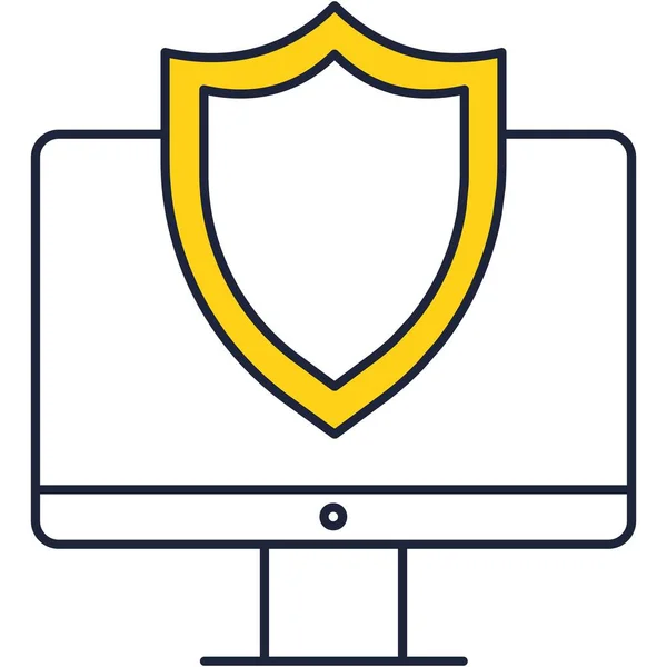 Ασπίδα Υπολογιστή Γραμμή Προστασίας Διάνυσμα Εικονίδιο Cybersecurity Προστασία Προσωπικών Δεδομένων — Διανυσματικό Αρχείο