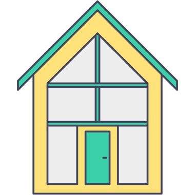 Akıllı ev ikonu. Teknoloji ve vektörlerin interneti. Uzaktan kumandalı ev enerjisi ve güvenlik kontrol piktogramı. Hat apartman tasarımı