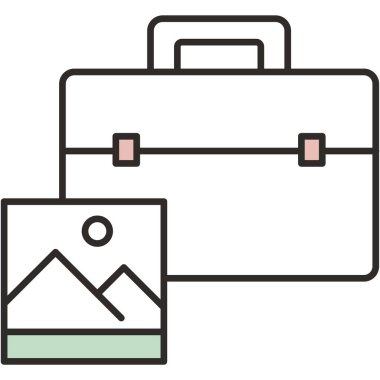 Sosyal medya portföy ikon vektör tasarımı. Fotoğraf içeriği yönetimi ve optimizasyonu, görsel pazarlama illüstrasyonu için yaratıcı sanat