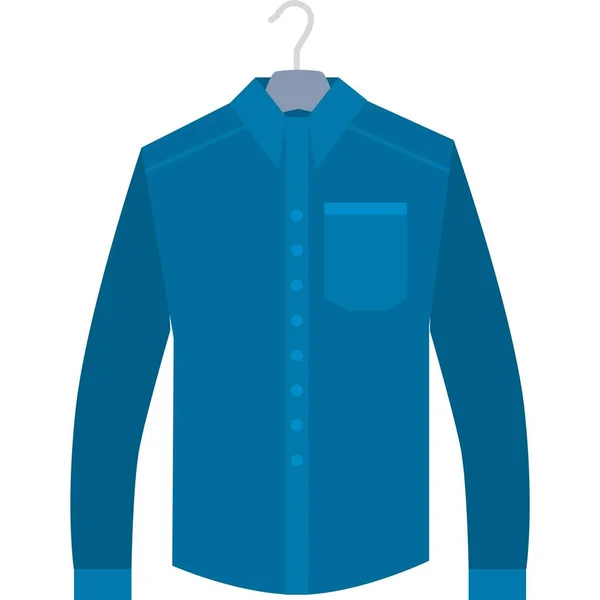 Erkek uzun kollu gömlek vektörü. Üniforma ikonu. Düğmeli erkek kıyafetleri. Beyaz arkaplanda günlük kıyafet izole edildi