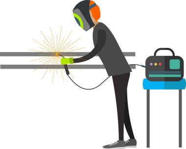 İş vektörü simgesindeki kaynakçı beyaz arkaplanda izole edildi